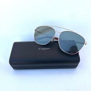 Givenchy Aviator Sunglasses Designer Authentic Brown Gold Chic Luxury Case